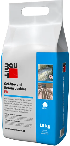 Der Gefälle- und Betonspachtel Fix ist im 10 kg Foliensack erhältlich.