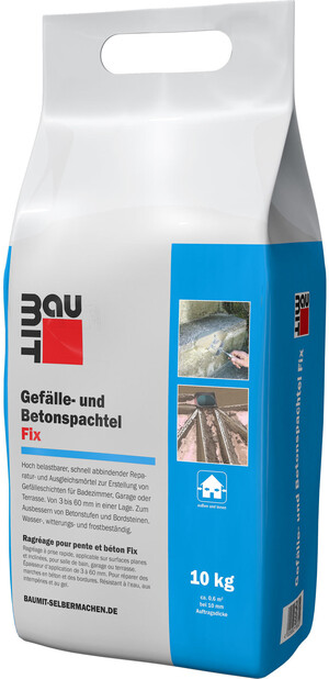 Der Gefälle- und Betonspachtel Fix ist im 10 kg Foliensack erhältlich.