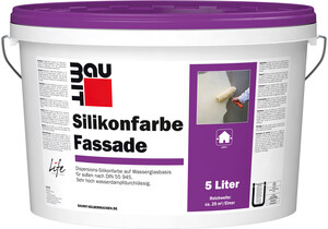 Produktbild: Die Baumit Silikonfarbe Fassade ist in Weiß im 5 l Eimer erhältlich.