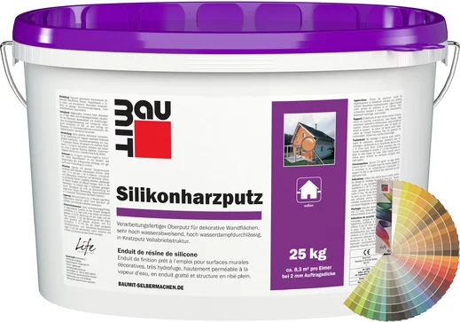 Der Baumit Silikonharzputz ist in weiß oder farbig lieferbar.