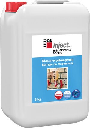 Die Baumit inject Mauerwerkssperre ist im 6 kg Kunststoffkanister erhältlich.