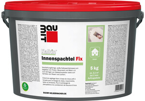 Der Kalkin Innenspachtel Fix ist im 5 kg Eimer - 100 % recyclebar - erhältlich.