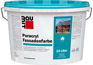 Produktbild: Die Baumit Puracryl Fassadenfarbe ist in Weiß im 14 l Eimer erhältlich.