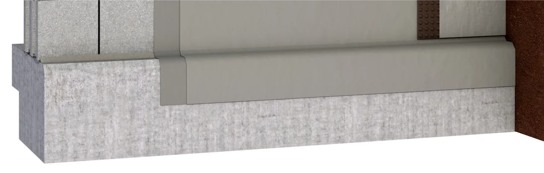 Querschnitt einer ged&auml;mmten Hauswand mit Putzschicht, D&auml;mmmaterial und Mauerwerk von Baumit. Geeignet f&uuml;r Heimwerkerprojekte.