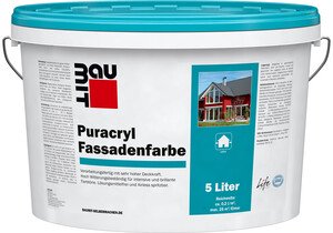 Produktbild: Die Baumit Puracryl Fassadenfarbe ist in Weiß im 5 l Eimer erhältlich.
