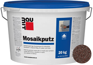 Der Baumit Mosaikputz ist im Farbton M 313 Athos im 20 kg Eimer erhältlich.