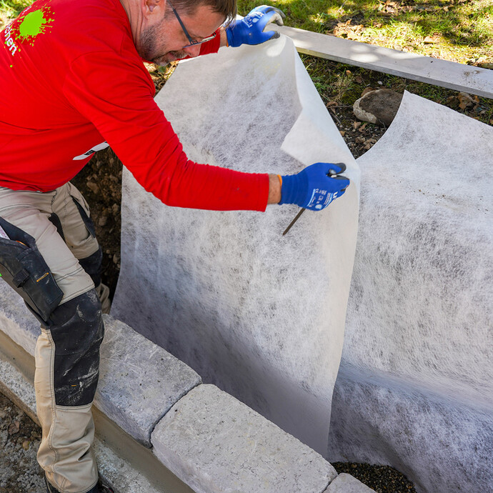 Geotextil / Drainagevlies einlegen