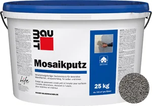 Der Baumit Mosaikputz ist im Farbton M 341 Rocky im 25 kg Eimer erhältlich.