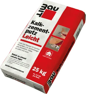 Der Baumit Kalkzementputz Leicht ist im 25 kg Papiersack erhältlich.