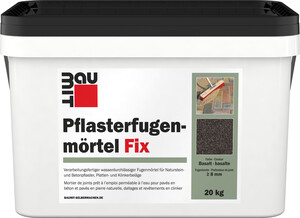 Der Baumit Pflasterfugenmörtel Fix ist im Farbton Basalt im 20 kg Eimer erhältlich.