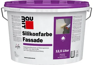 Produktbild: Die Baumit Silikonfarbe Fassade ist in Weiß im 12,5 l Eimer erhältlich.