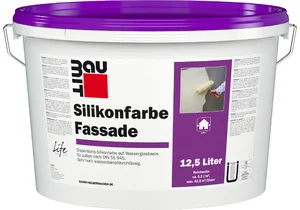 Produktbild: Die Baumit Silikonfarbe Fassade ist in Weiß im 12,5 l Eimer erhältlich.