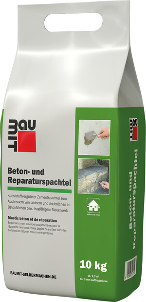Der Baumit Beton- und Reparaturspachtel ist im 10 kg Foliensack erhältlich.