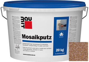 Der Baumit Mosaikputz ist im Farbton M 312 Cook im 20 kg Eimer erhältlich.