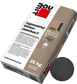 Der Fugenmörtel Klinkerriemchen F ist im Farbton Schwarz im 25 kg Papiersack erhältlich.