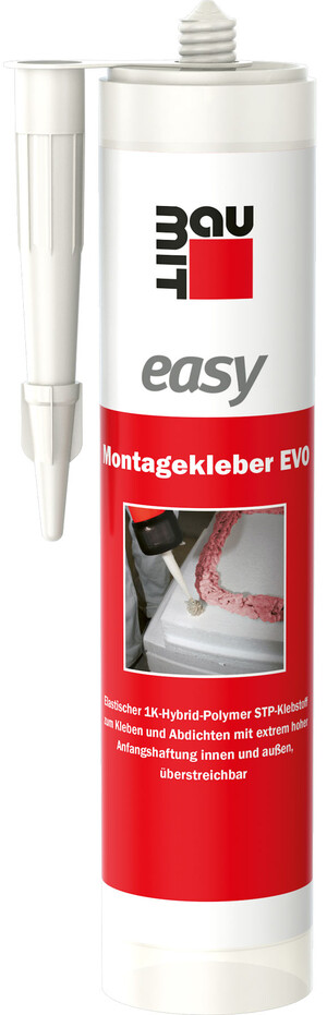 Der easy Montagekleber EVO ist in einer 310 ml Kunststoffkartusche erhältlich.