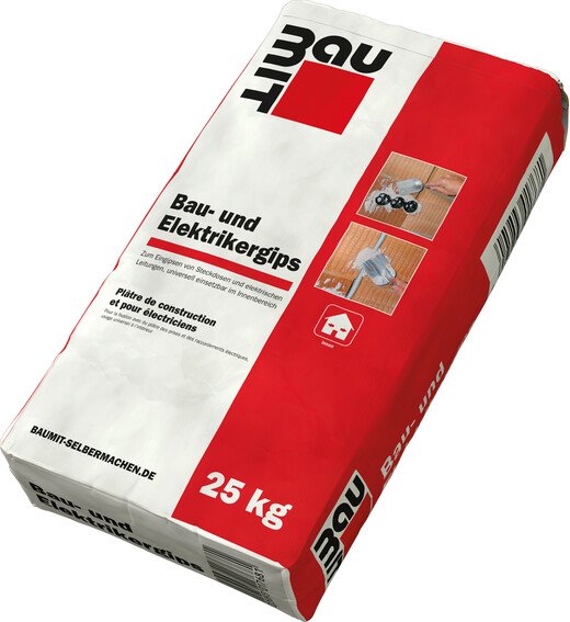Der Baumit Bau- und Elektrikergips ist im 25 kg Papiersack erhältlich.