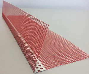 Baumit-Anputzleiste mit rotem Gewebe für die perfekte Verarbeitung von Kanten und Abschlüssen an Fassaden und Innenräumen.