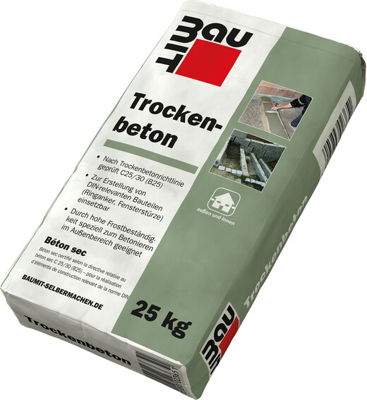Der Baumit Trockenbeton ist im 25 kg Papiersack erhätllich.