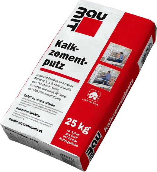 Der Baumit Kalkzementputz ist im 25 kg Papiersack erhältlich.