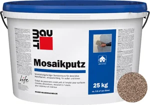 Der Baumit Mosaikputz ist im Farbton M 304 Denali im 25 kg Eimer erhältlich.
