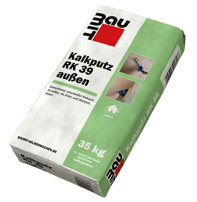 Produktfoto: Baumit Kalkputz RK 39 außen - grüner 25 kg Sack.