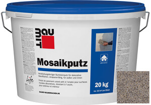 Der Baumit Mosaikputz ist im Farbton M 326 Triglav im 20 kg Eimer erhältlich.