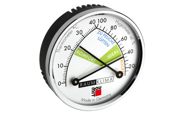 Ein Thermohygrometer, so hast du deine Raumtemperatur und die Luftfeuchtigkeit immer im Blick.