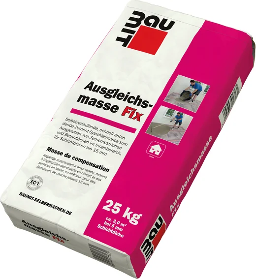 Verpackung von Baumit Ausgleichsmasse FiX, 25 kg, f&uuml;r Innenr&auml;ume, ideal f&uuml;r Renovierungen mit schnellem Abtrocknen und Selbstverlauf.