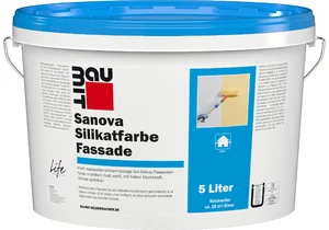 Die Baumit Sanova Silikatfarbe Fassade ist in Weiß im 5 Liter Eimer erhältlich.
