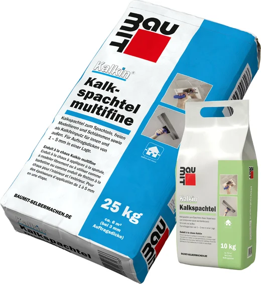 Baumit Kalkspachtel multifine für glatte Oberflächen im Innenbereich, ideal zum Spachteln und Ausgleichen von Unebenheiten.