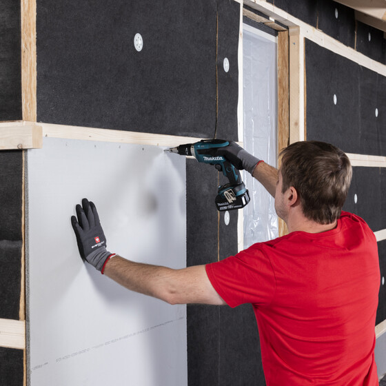 Montieren der Fermacell Powerpanel H2O außen Nicht hinterlüftete Dämmfassade mit