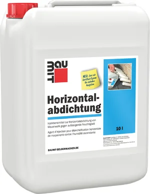 Die Baumit Horizontalabdichtung ist im 10 l Kunststoffkanister erhältlich.