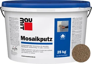 Der Baumit Mosaikputz ist im Farbton M 318 Rax im 25 kg Eimer erhältlich.