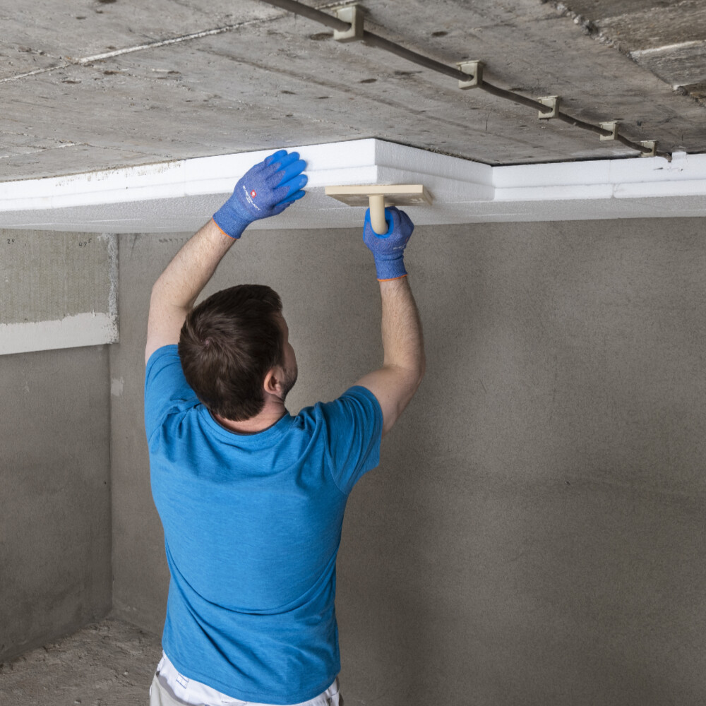 Wie Befestige Ich Styropor An Der Decke EPS (Styropor) Kellerdeckendämmung kleben - Kellerdecke dämmen