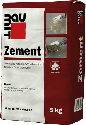 Der Baumit Zement ist im 5 kg Foliensack erhältlich.
