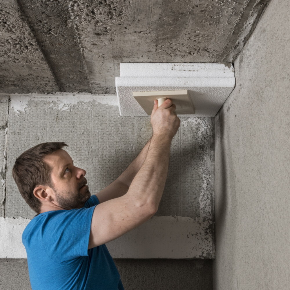 Wie Befestige Ich Styropor An Der Decke EPS (Styropor) Kellerdeckendämmung kleben - Kellerdecke dämmen